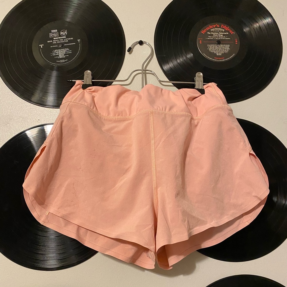 Athleta Medium High Rise "Run With It" 2.5 Soft Peach Colored Short